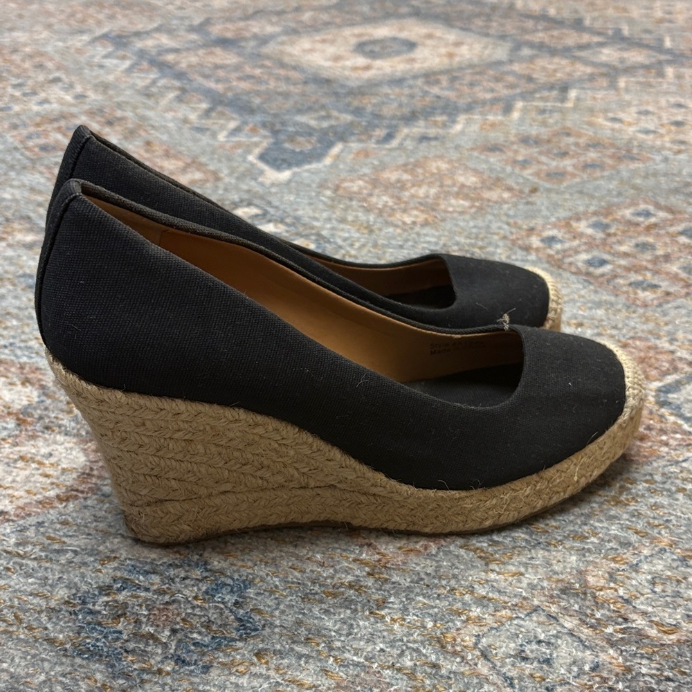 J. Crew Black Canvas Wedge Espadrilles